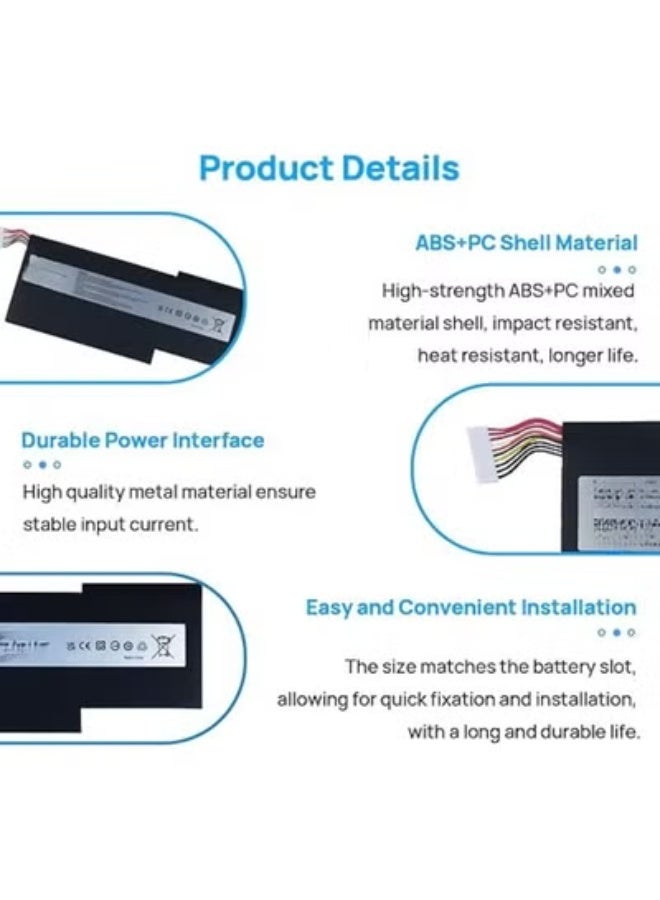 BTY-M6K Replacement Laptop Battery 11.4V 52.4Wh Compatible with Stealth Pro, GF63, GF75, Thin, WP65, WF65 - Image 2