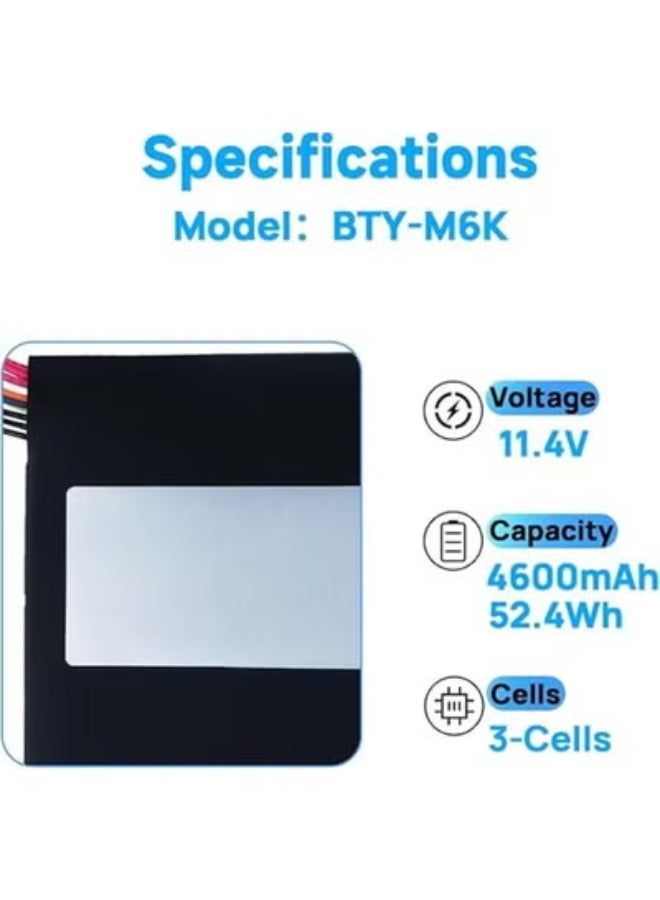 BTY-M6K Replacement Laptop Battery 11.4V 52.4Wh Compatible with Stealth Pro, GF63, GF75, Thin, WP65, WF65 - Image 4