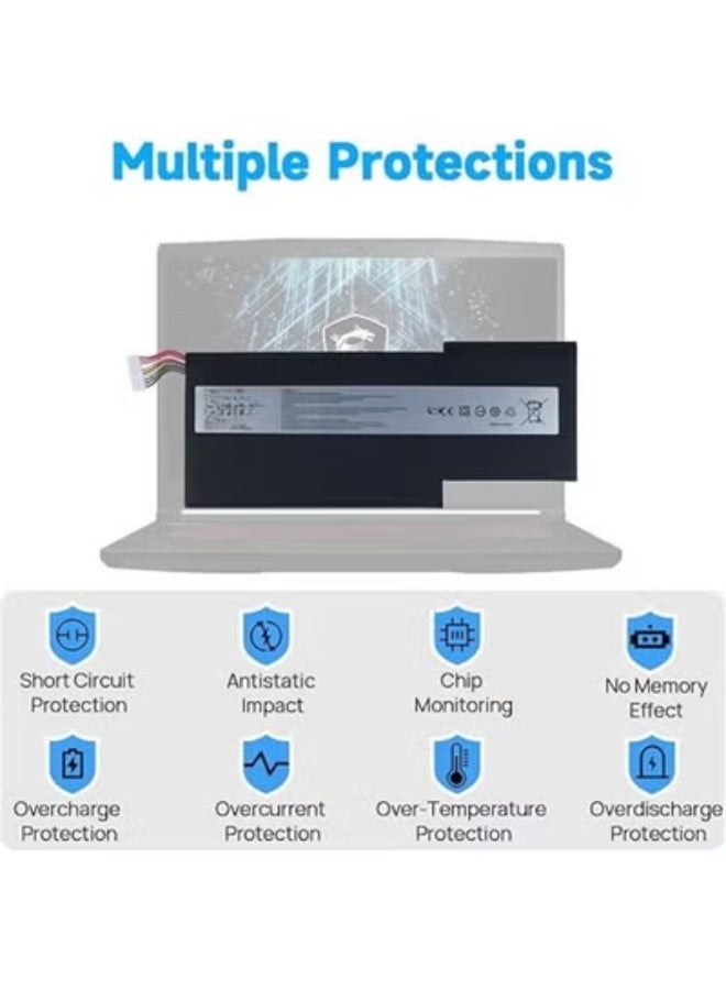 BTY-M6K Replacement Laptop Battery 11.4V 52.4Wh Compatible with Stealth Pro, GF63, GF75, Thin, WP65, WF65 - Image 3