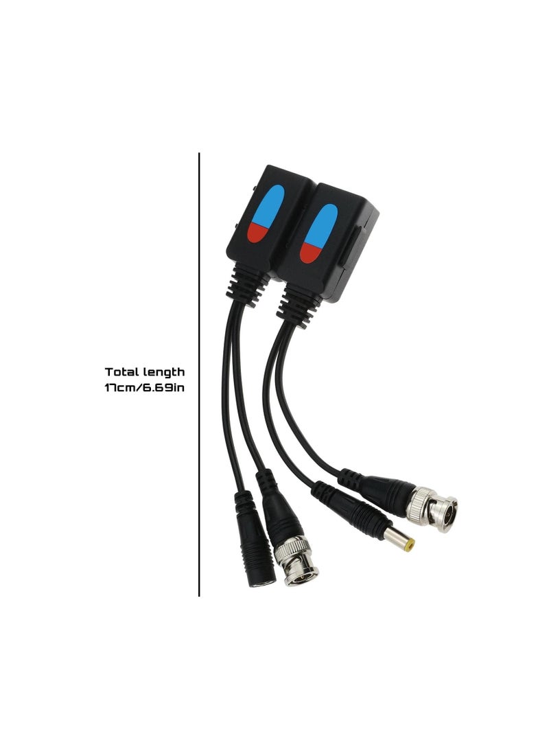 Captaintech 4pcs Passive Video Balun, Rj45 To Bnc Transceiver Transmitter, 1080p-8mp Dc Power Passive Audio Video Balun, Plastic Metal, Supports All Video Devices, Cameras, Monitors, Dvr Cards and Video Recorders - Image 2