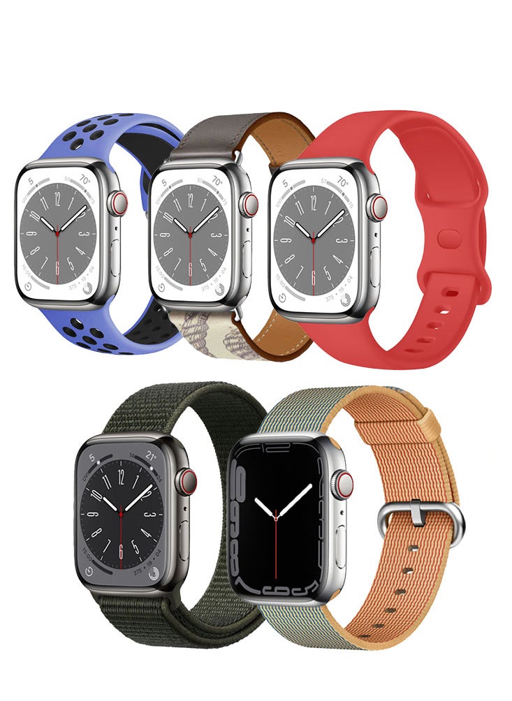 Perfii 5pcs Watch Bands Replacement for Apple Watch Strap Compatible with Apple Watch 42/41/40/38mm Series 10/9/8/7/6/5/4/SE  - Image 1