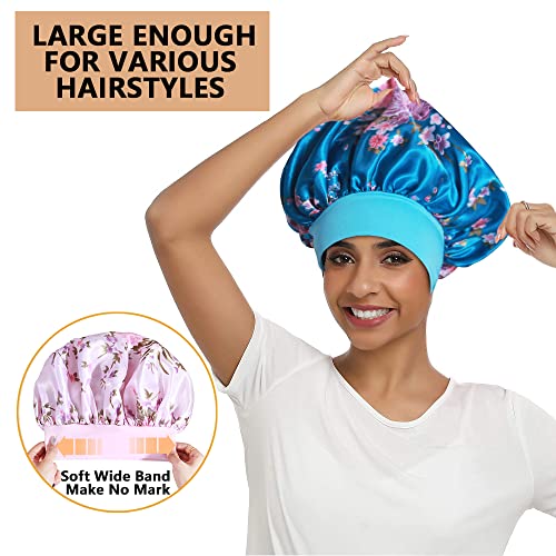 Heniho 10PCS Satin Bonnets for Women Sleeping, Large Braids Bonnet Wide Band Hair Bonnets - Image 2