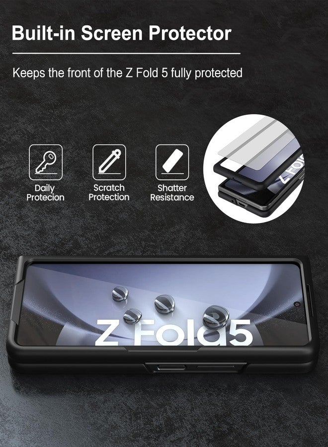 Foluu Case for Samsung Galaxy Z Fold 5, with Front Built-in Screen Protector, PU Leather + Hard PC Shell Ultra Thin Slim Durable Protective Phone Cover for Samsung Galaxy Z Fold5 5G 2023 (Brown) - Image 3