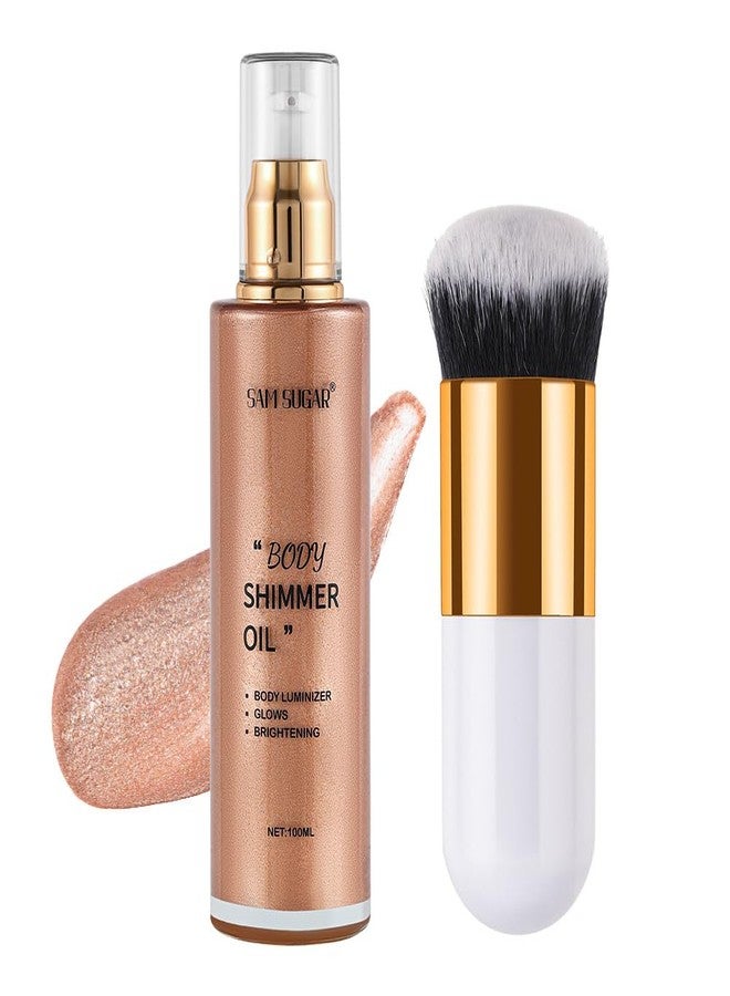 سكر سام زيت الجسم اللامع من سام شوجر، 3.38 أونصة سائلة، مُضيء سائل يدوم طويلاً مع فرشاة لإضفاء إشراقة على الجسم، مرطب للجسم مُضيء، 100 مل، مُضيء للجسم والوجه لإشراقة متألقة (04#) - Image 1