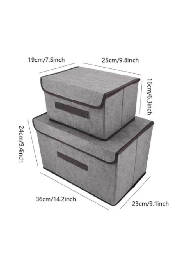 Stackable Fabric Storage Box with Lid & Handle – Foldable Organizer for Clothes Toys Home Bedroom (2-Pack) - Image 2