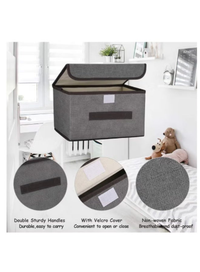 Stackable Fabric Storage Box with Lid & Handle – Foldable Organizer for Clothes Toys Home Bedroom (2-Pack) - Image 3