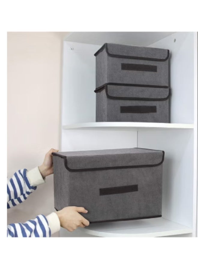 Stackable Fabric Storage Box with Lid & Handle – Foldable Organizer for Clothes Toys Home Bedroom (2-Pack) - Image 5