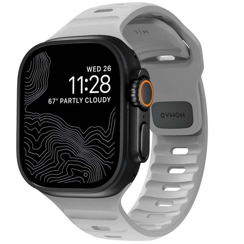 Nomad Sport Band - 45mm | Lunar Gray Apple watch ultra 2 band, Designed to give your Apple Watch a modern and athletic look for intense workouts and everyday wear, Compatible with New Series 10, Ultra & Ultra 2, Series 1-9, and SE - Image 1