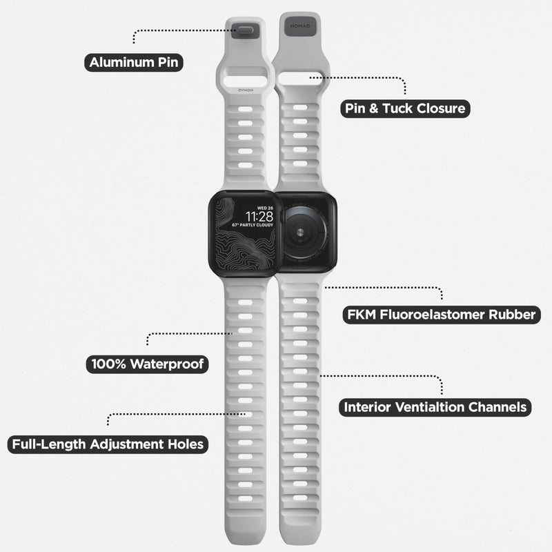 Nomad Sport Band - 45mm | Lunar Gray Apple watch ultra 2 band, Designed to give your Apple Watch a modern and athletic look for intense workouts and everyday wear, Compatible with New Series 10, Ultra & Ultra 2, Series 1-9, and SE - Image 5