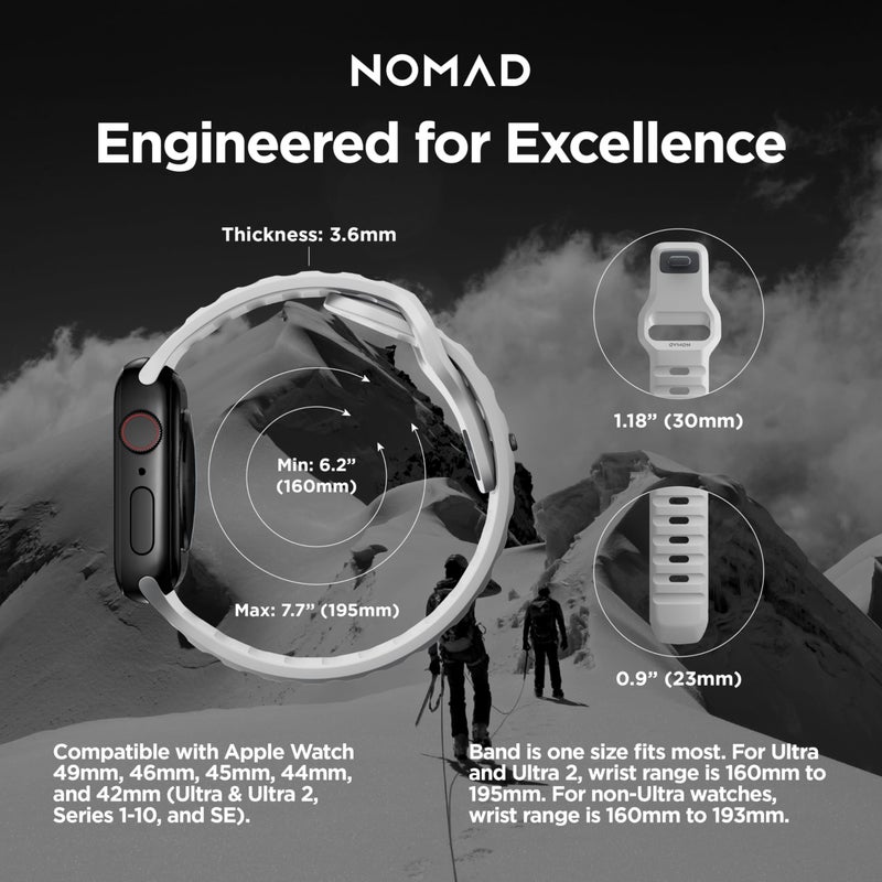 Nomad Sport Band - 45mm | Lunar Gray Apple watch ultra 2 band, Designed to give your Apple Watch a modern and athletic look for intense workouts and everyday wear, Compatible with New Series 10, Ultra & Ultra 2, Series 1-9, and SE - Image 3