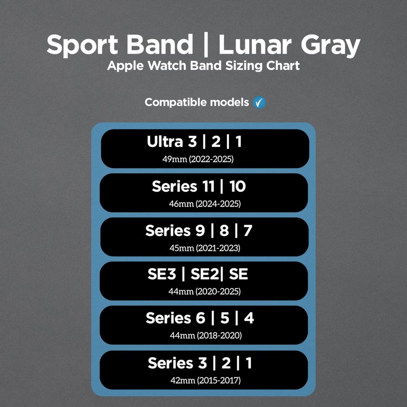 Nomad Sport Band - 45mm | Lunar Gray Apple watch ultra 2 band, Designed to give your Apple Watch a modern and athletic look for intense workouts and everyday wear, Compatible with New Series 10, Ultra & Ultra 2, Series 1-9, and SE - Image 4
