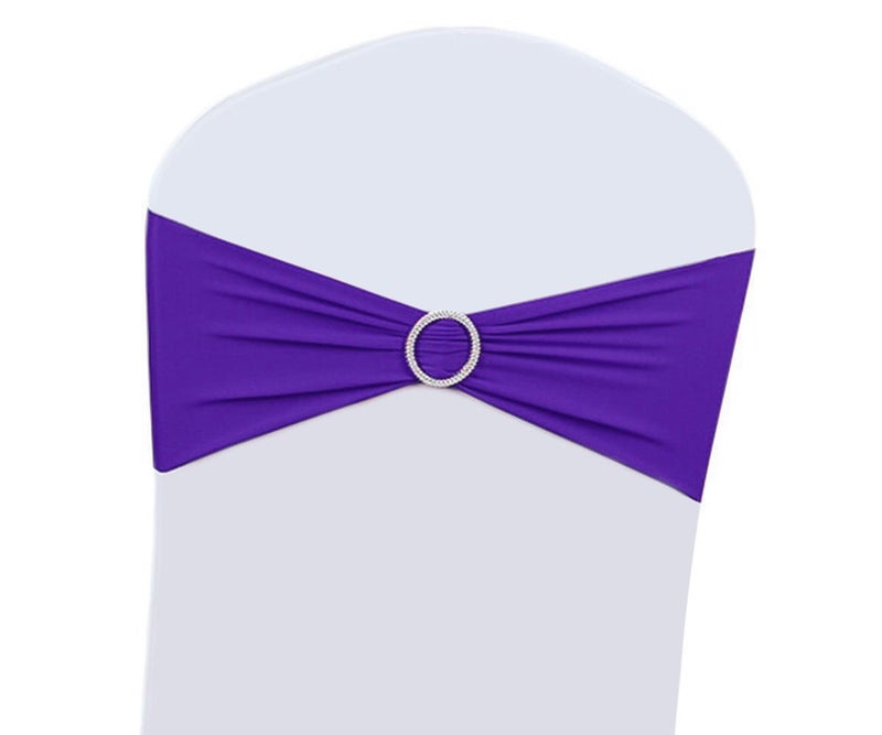 100PCS Wedding Chair Decorations Stretch Chair Bows and Sashes for Party Ceremony Reception Banquet Spandex Chair Covers slipcovers 100 Purple