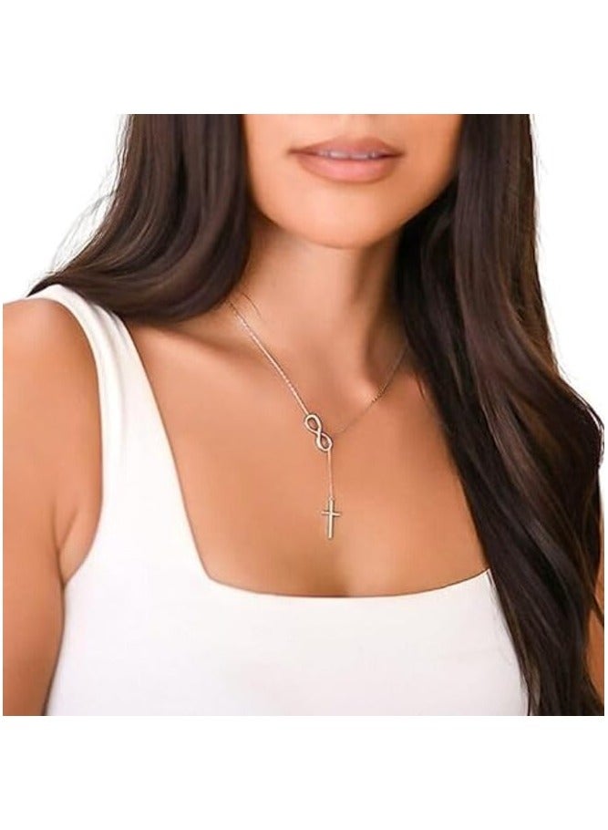 MIRFA Silver Cross Infinity Necklace - Image 3