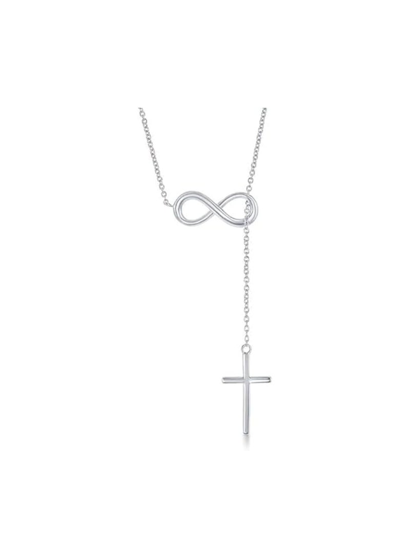 MIRFA Silver Cross Infinity Necklace - Image 1