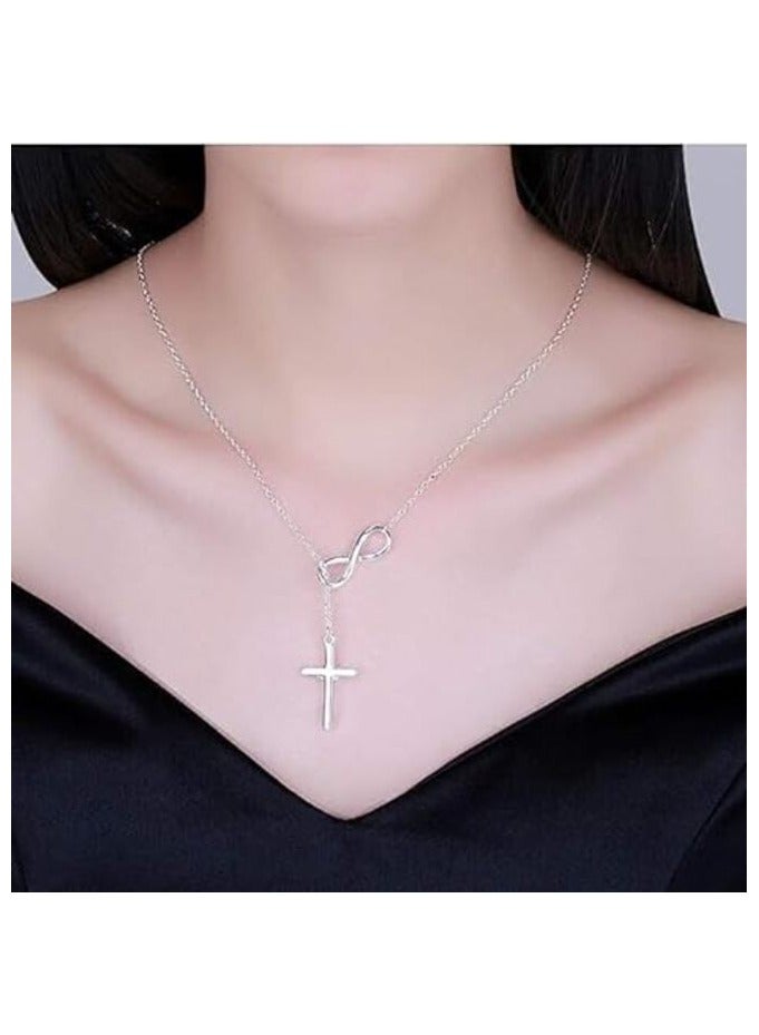 MIRFA Silver Cross Infinity Necklace - Image 2