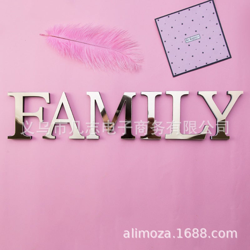 Light Gold Mirror Acrylic Wall Stickers 26 English Letters Background Wall Decoration Stereo Letter Stickers - Image 3