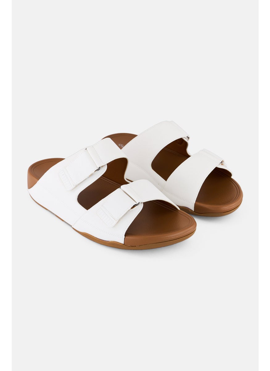 English Laundry Men Slip On Cork Arabic Sandals, White  - Image 1