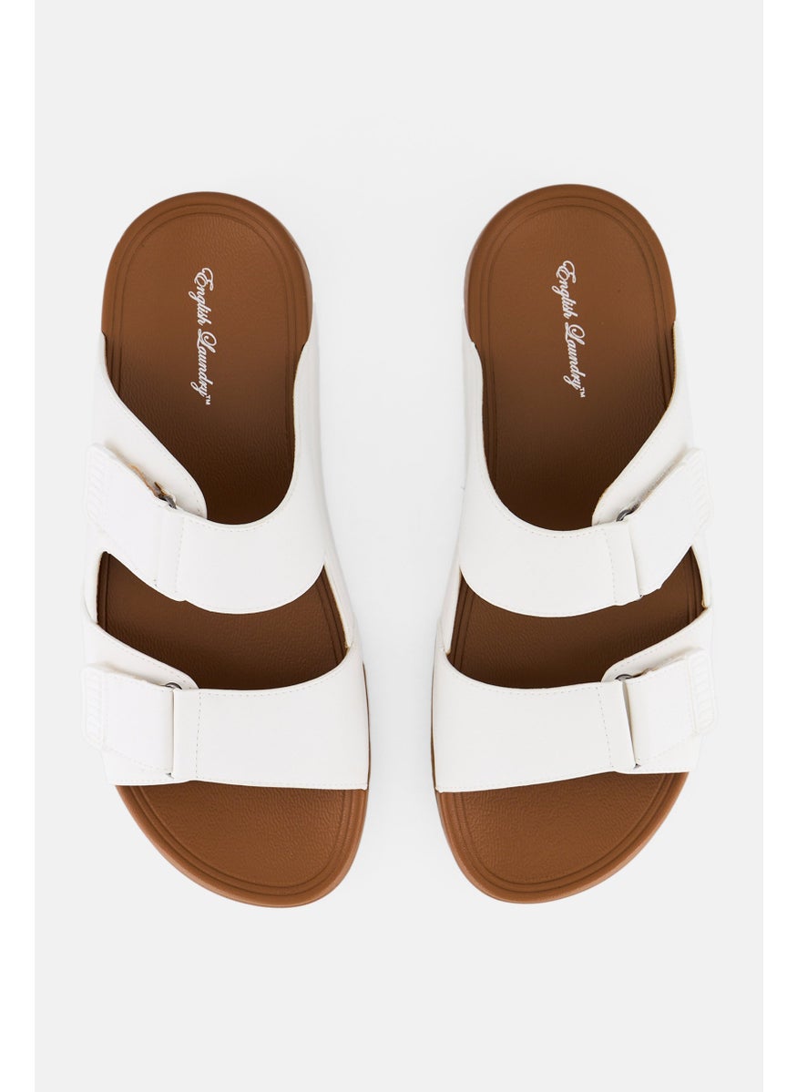 English Laundry Men Slip On Cork Arabic Sandals, White  - Image 3