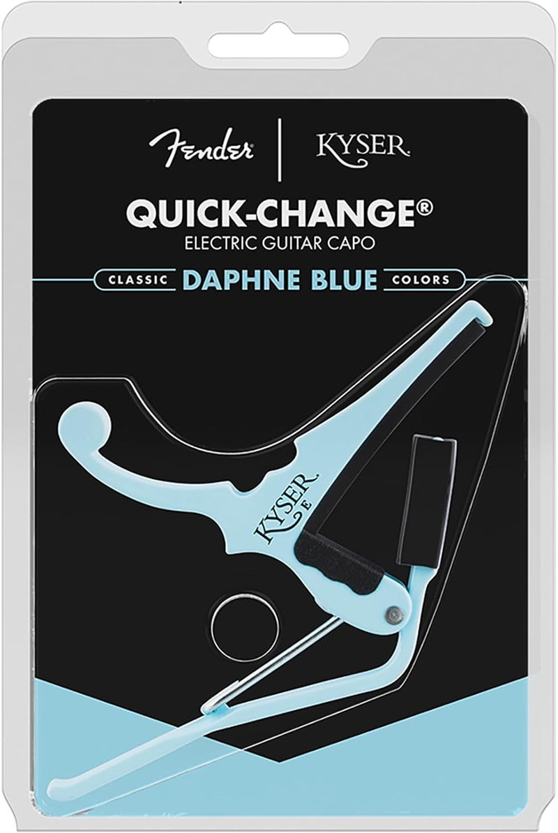 Kyser Musical Products Fender X Quick-Change Electric Guitar Capo, KGEFDBA, Daphne Blue - For Electric Guitars, Collaboration with Fender, Made in USA, Quality, Strong, Lightweight, Quick - Image 5