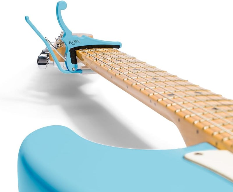 Kyser Musical Products Fender X Quick-Change Electric Guitar Capo, KGEFDBA, Daphne Blue - For Electric Guitars, Collaboration with Fender, Made in USA, Quality, Strong, Lightweight, Quick - Image 4