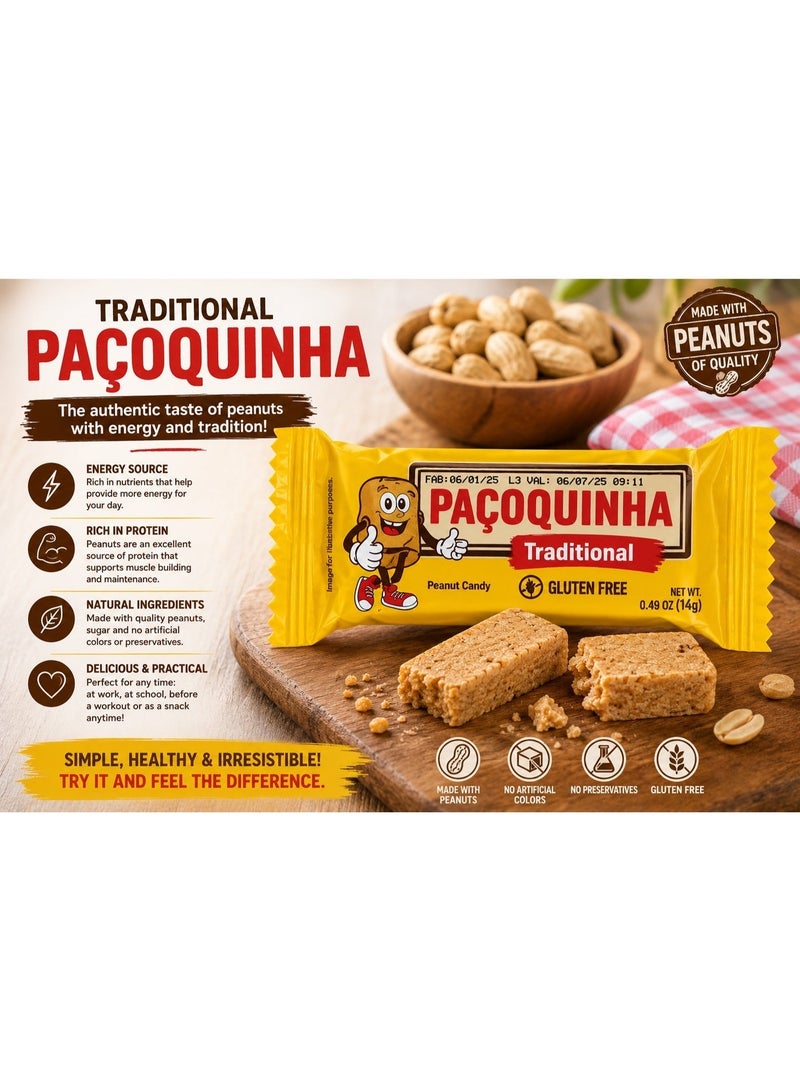DaColonia Paçoquinha Traditional Peanut Butter Crumble, Gluten Free, 100 Pieces, 1.4 kg - Image 3