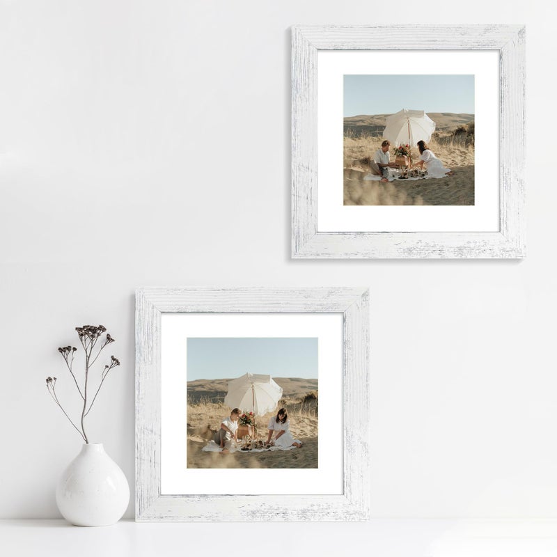 iRahmen إطارات صور Irahmen 8x8 مجموعة من 4 مع الزجاج الحقيقي إطارات خشبية مربعة أبيض مصححة 6x6 صورة مع حصيرة أو 8x8 بدون حصيرة 8 × 8 إطار صور لجدار الجدار وشاشة الطاولة - Image 5