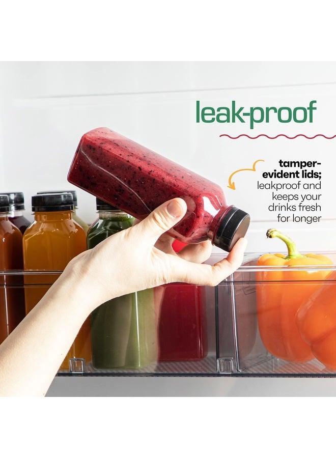 DECADORN 12oz Plastic Juice Bottles For Juicing - 20 Pack Plastic Bottles With Caps - MADE IN USA Juicing Bottles Reusable With Lids - Juicer Bottles With Tamper Evident Caps - Juice Containers - Image 5