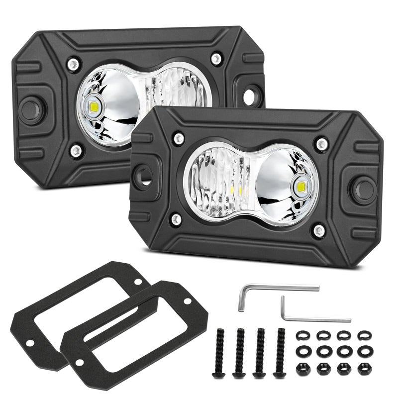 Auto Power Plus LED Pod Lights Flush Mount Auto Power Plus 2PCS 4 Inch Off Road Driving Lights Flush LED Light Bar Combo Backup Work Light Bumper Cube Light for Truck Pickup UTV ATV Boat 4x4 - Image 3