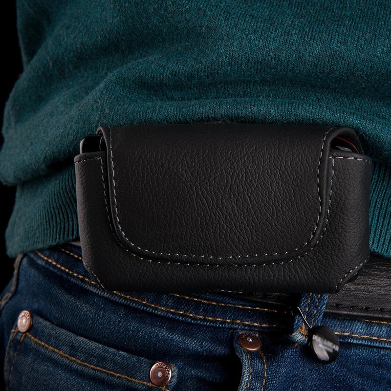 Keple Leather Horizontal Belt Clip Holster Black Compatible with Nokia 2720 Fold 11 100 105 106 107 108 109 112 113 114 130 206 207 208 220 301 515 1202 1208 1208 1 209 1280 Phone Case Skin Wallet - Image 2