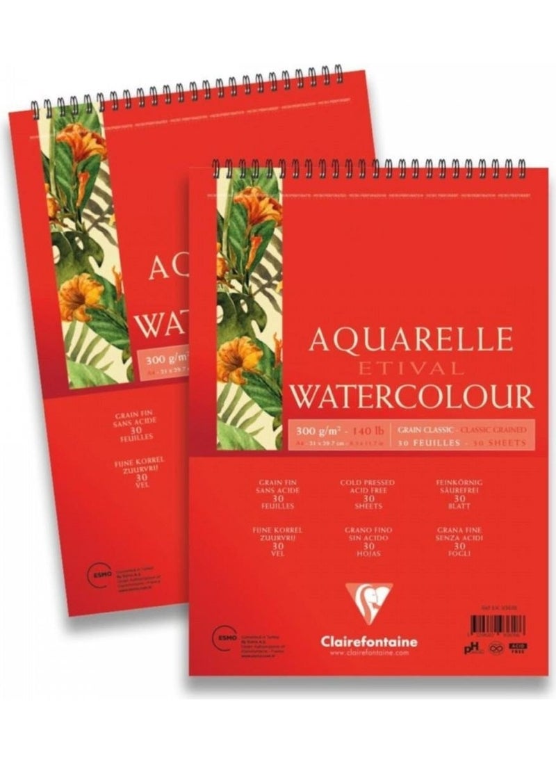 Clairefontaine - Etival Classic Watercolour Block A5 Top Spiral 300 gr 30 Yp - Image 1