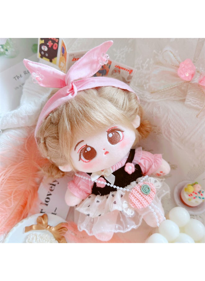 Generic - 20cm Non-attribute Star Doll Humanoid Doll Plush Toy Clunky Net Red Cute Cotton Doll Nude Doll-Specifications:There Is A Skeleton 20cm-Color:Stay Bag + Pink Shaohua Two-piece Set - Image 1