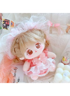 20cm Non-attribute Star Doll Humanoid Doll Plush Toy Clunky Net Red Cute Cotton Doll Nude Doll-Specifications:There Is A Skeleton 20cm-Color:Stay Bag + Pink Shaohua Two-piece Set