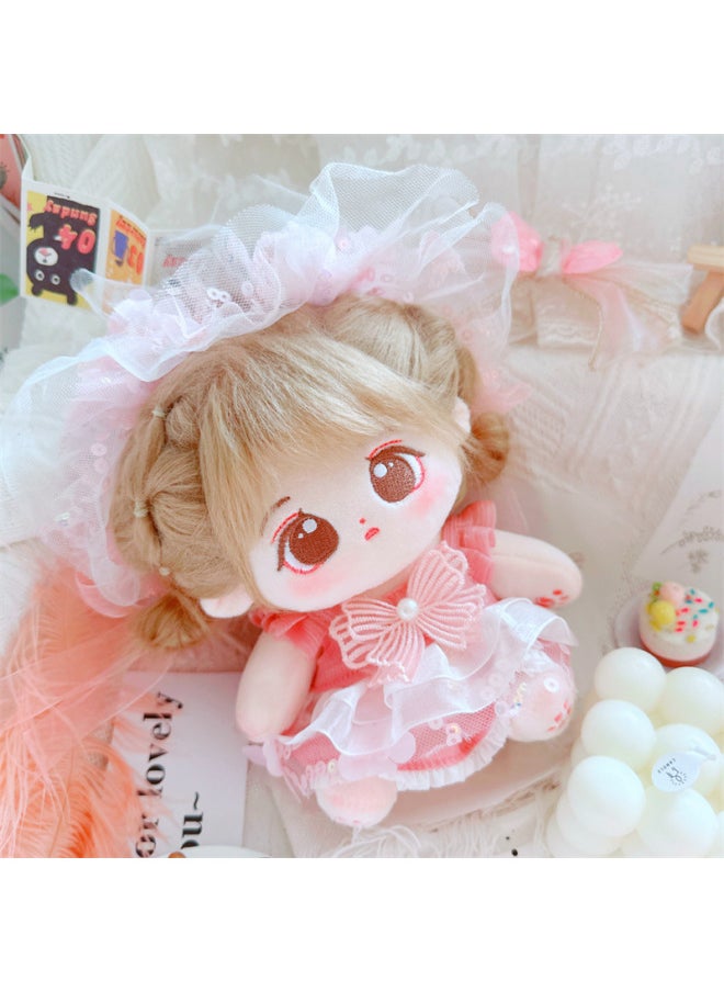 Generic - 20cm Non-attribute Star Doll Humanoid Doll Plush Toy Clunky Net Red Cute Cotton Doll Nude Doll-Specifications:There Is A Skeleton 20cm-Color:Stay Bag + Pink Shaohua Two-piece Set - Image 1
