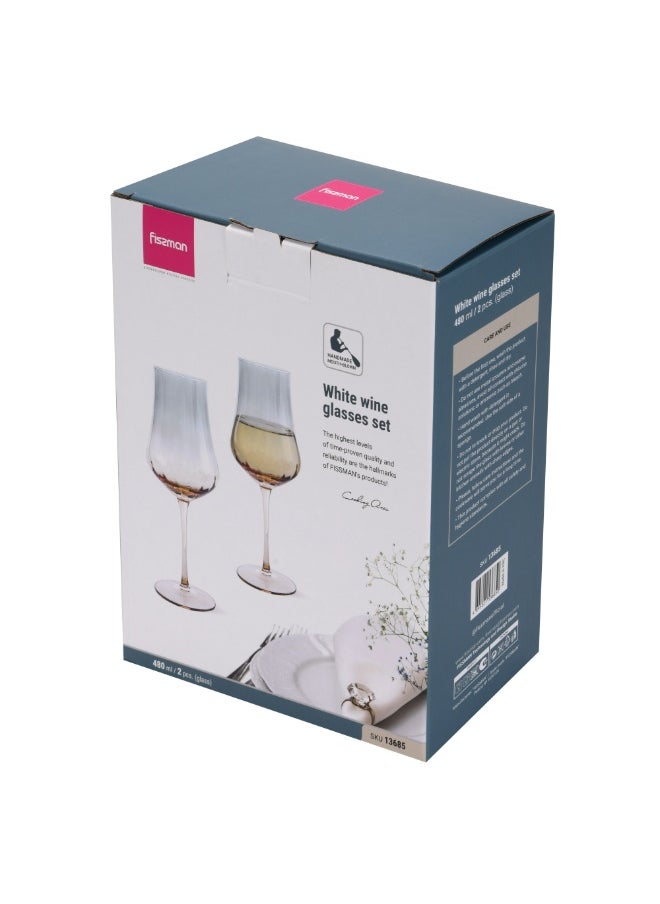 Fissman 2-Piece Wine Glass 480mL, Handmade Mouth Blown White Wine Glasses | Elegant Gradient Teal Color Glass | Long Stem Crystal Clear Glasses Excellent Gift Choice for Wedding, Anniversary, Birthday  - Image 5