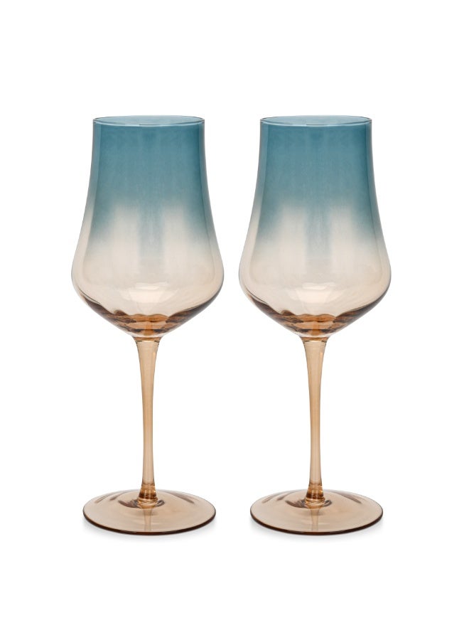 Fissman 2-Piece Wine Glass 480mL, Handmade Mouth Blown White Wine Glasses | Elegant Gradient Teal Color Glass | Long Stem Crystal Clear Glasses Excellent Gift Choice for Wedding, Anniversary, Birthday - Image 3