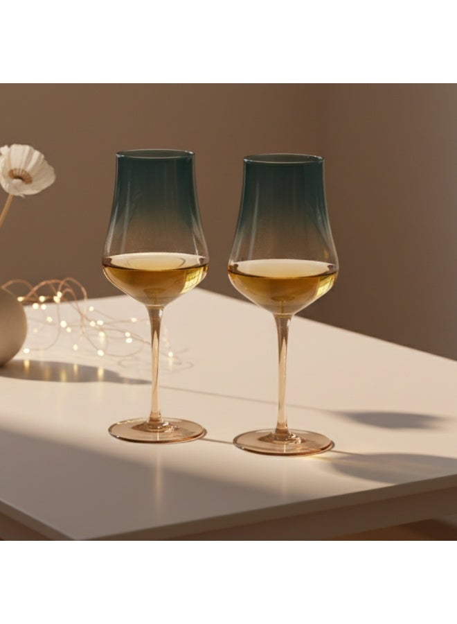 Fissman 2-Piece Wine Glass 480mL, Handmade Mouth Blown White Wine Glasses | Elegant Gradient Teal Color Glass | Long Stem Crystal Clear Glasses Excellent Gift Choice for Wedding, Anniversary, Birthday - Image 2