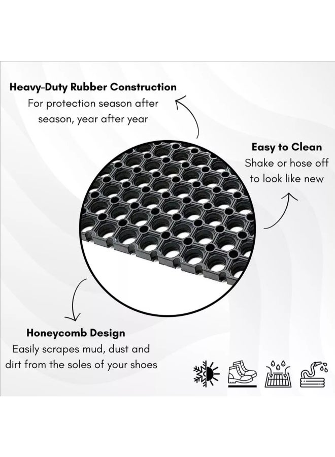 لوانس دعاسة باب مطاطية مستطيلة بتصميم خلية النحل للاستخدام الخارجي أسود 80 x 120 سم LOT8615395 - Image 5