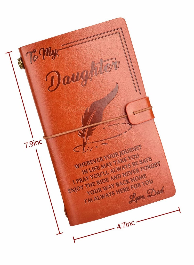 Excefore To My Daughter Leather Journal, Gift from Dad - Enjoy the Ride and Never Forget Way Home Notebook 136 Page Travel Diary Journal Sketch Book Graduation Back to School for Girls  - Image 2