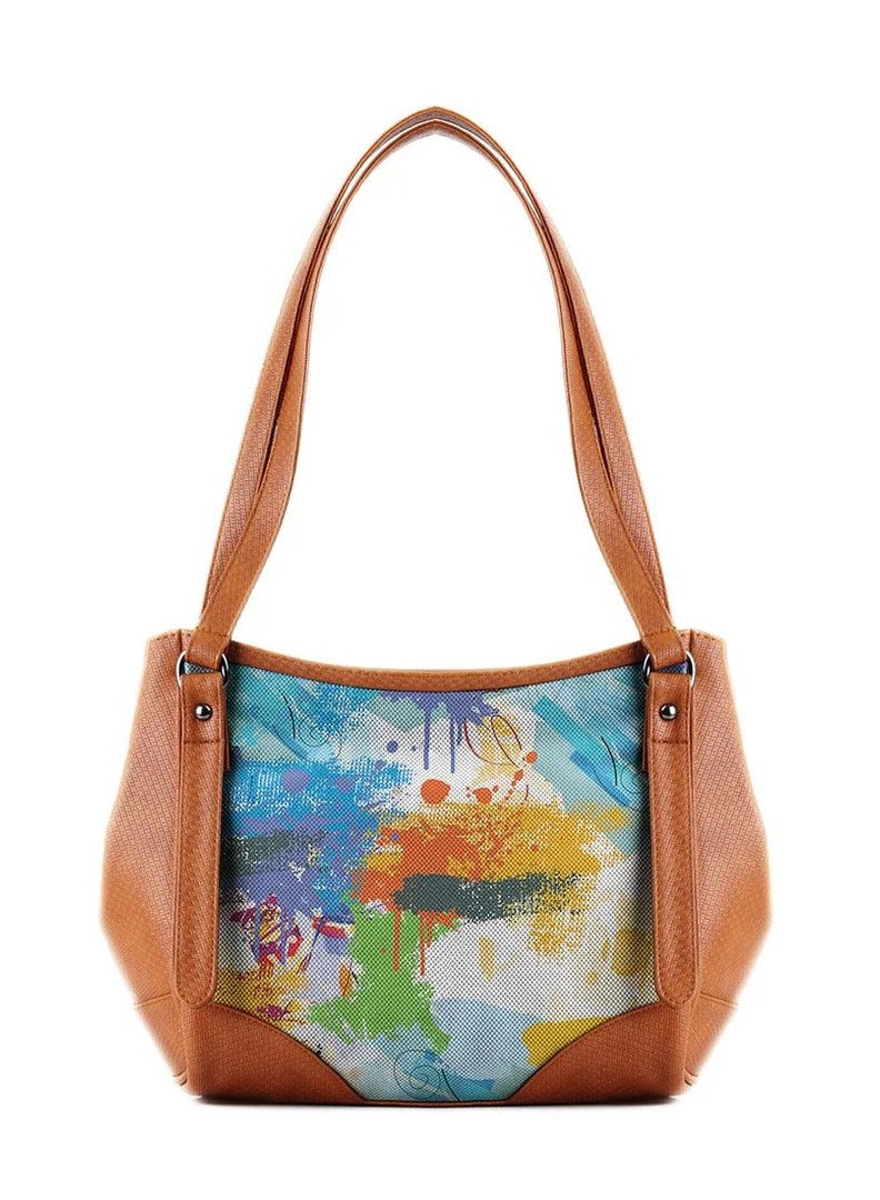 Leather Tote Bag Abstract - Image 1