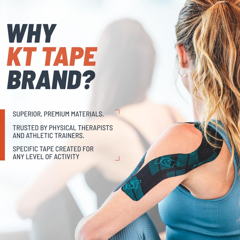 KT TAPE شريط كينيسيوLOGY KT، برو آيس، مشبع بالمنثول، 20 قطعة، شرائح مسبقة القطع 10 بوصات، أسود - Image 5