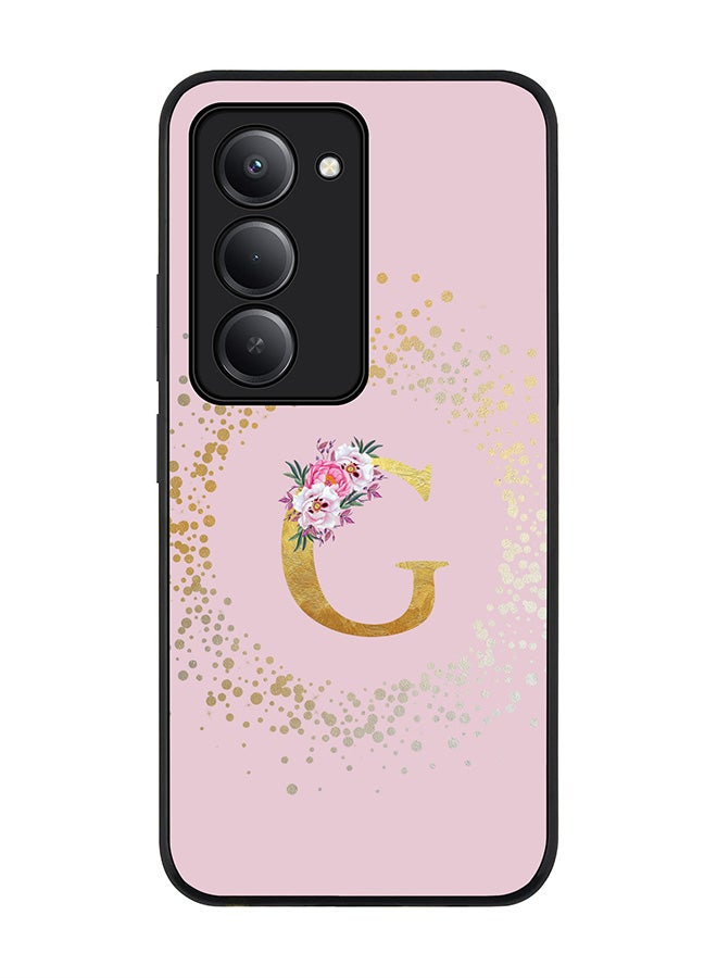 Stylizedd For Xiaomi Redmi 15 5G Case,Slim fit Camera Protection, Shockproof Thin Phone cover  - Custom Monogram Floral - G  (Pink ) - Image 1