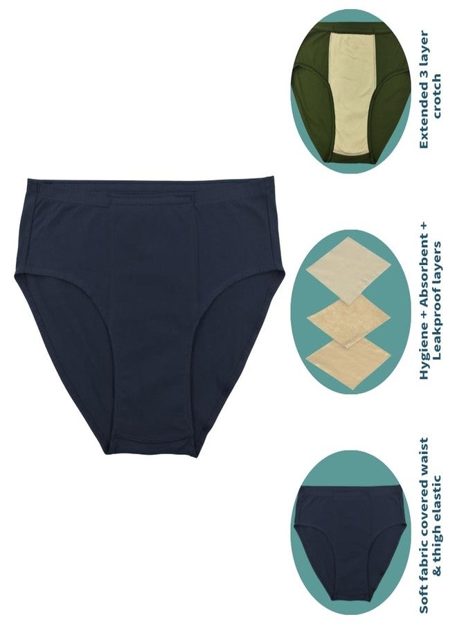 Pristine Life | Incontinence Underwear For Men | Absorbs 35ml Of Leaks | Wash & Reuse | Anti Bacterial, Hygienic & Leakproof | Comfy Cotton | Pack Of 2 | Navy Blue & Grey | 4XL - Image 3