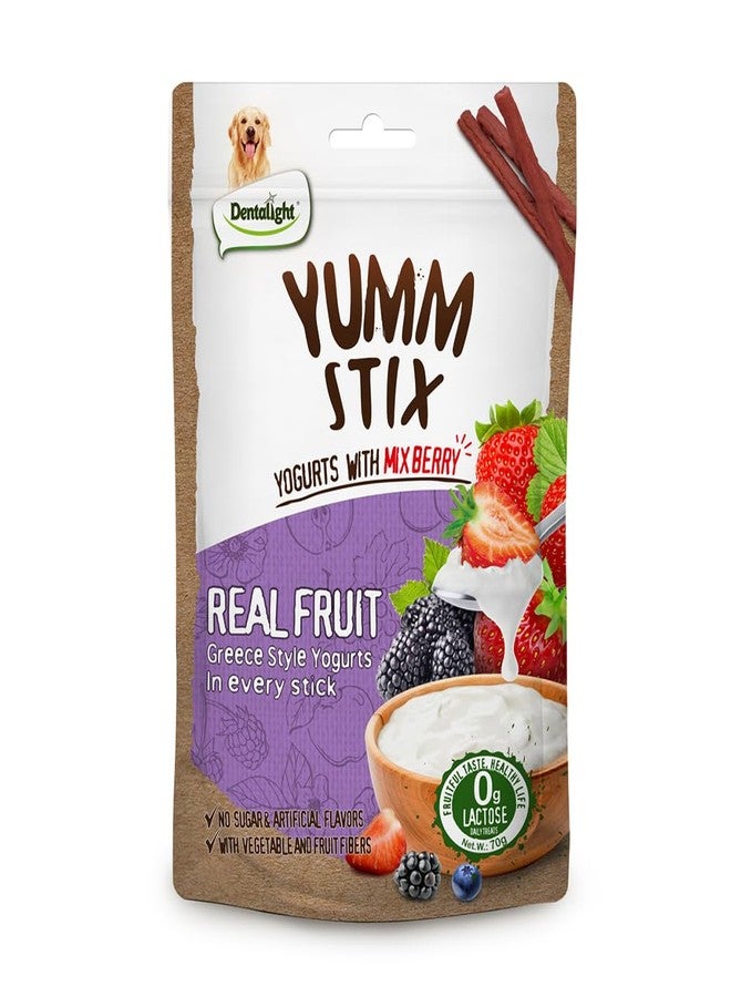 Dentalight - Yumm Stix Tuna Yogurts Stick Dog Treat Training Snack 70g, (70g, Mix Berry) - Image 1