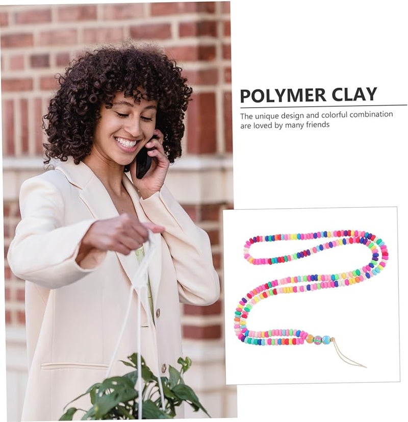 Colorful Soft Clay Bead Phone Lanyard Necklace Strap for Smartphones Keys USB Women - Image 4
