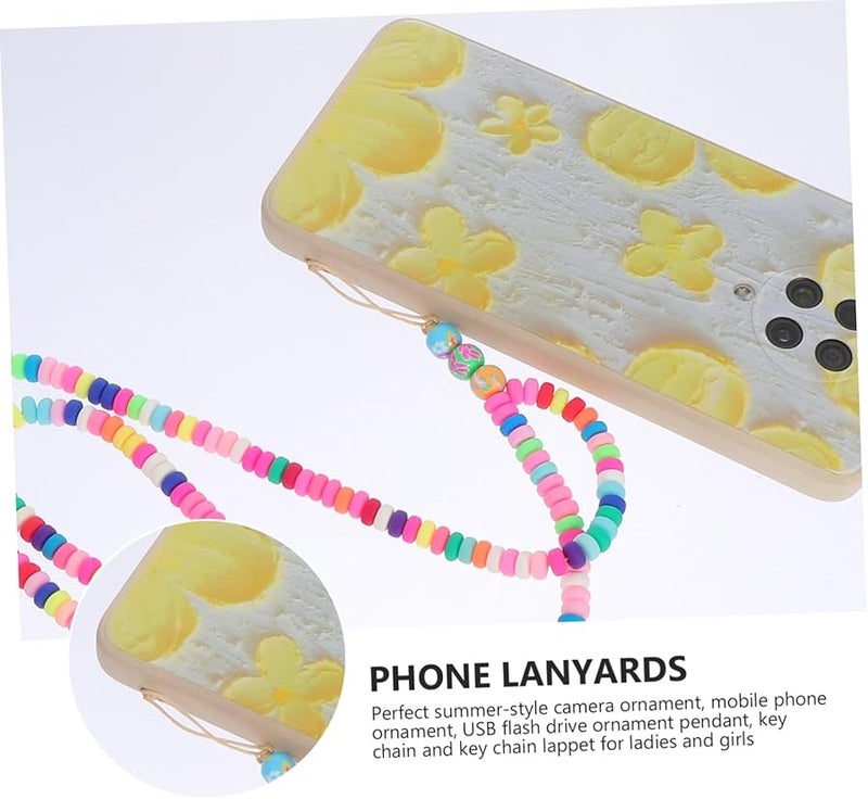 Colorful Soft Clay Bead Phone Lanyard Necklace Strap for Smartphones Keys USB Women - Image 5