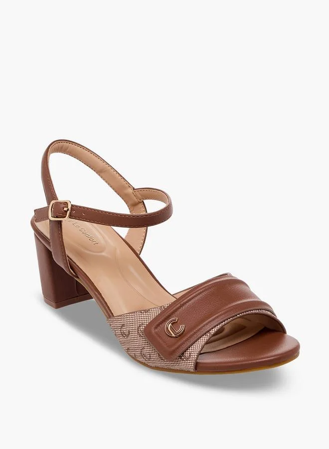 لو كونفورت Women Monogram Print Block Heel Sandals