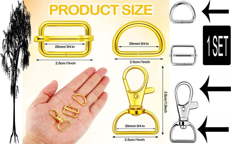 DIY Crafts Keychain Bulk with Key Chain Swivel Hook D Rings and Slide Buckles for Handbag Purse Hardware Crafts (Combo Pack 24 Pcs, Combo Assorted Kit) - Image 2