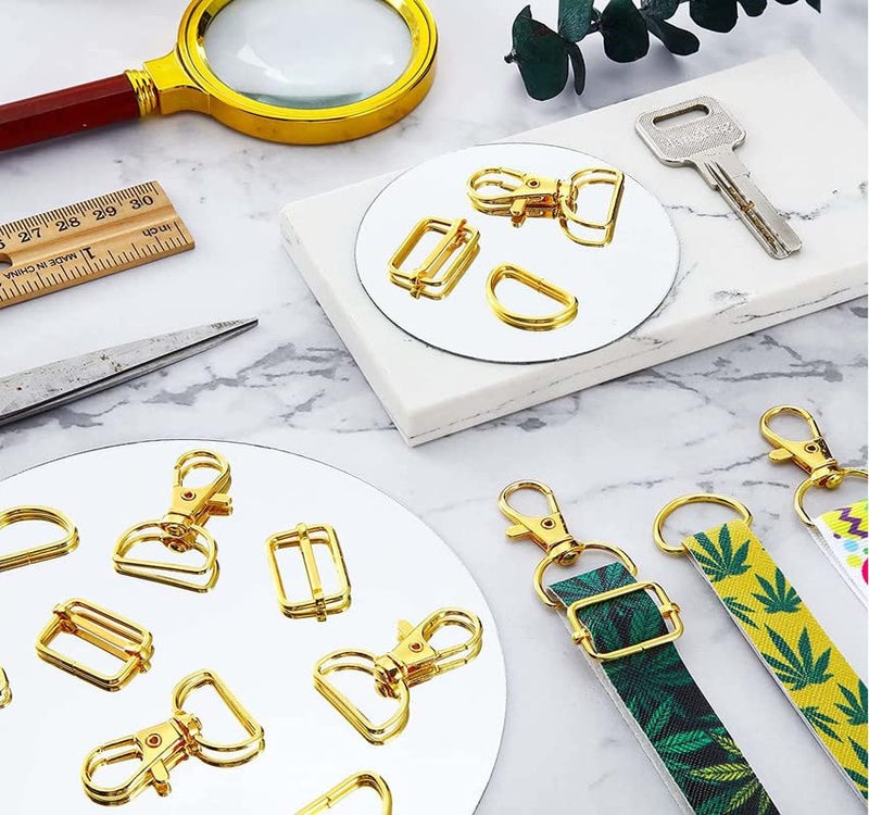 DIY Crafts Keychain Bulk with Key Chain Swivel Hook D Rings and Slide Buckles for Handbag Purse Hardware Crafts (Combo Pack 24 Pcs, Combo Assorted Kit) - Image 4