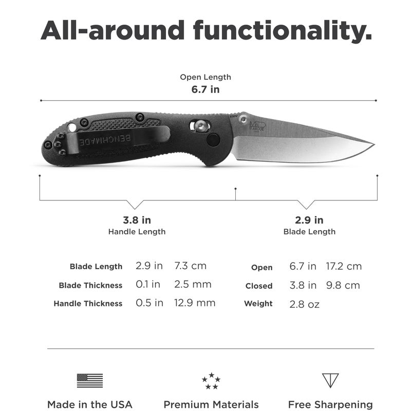 Benchmade بينش ميد - سكين جريبتيليان 556-S30V EDC بمقبض أسود (556-S30V) - Image 4