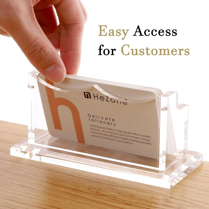 HeZone Business Card Holder for Desk Display, Clear Acrylic Cards Organizer Stand for Men and Women, Business Cards Case Rack 1 Pack, Holds 50 Cards-1 Slot - Image 3